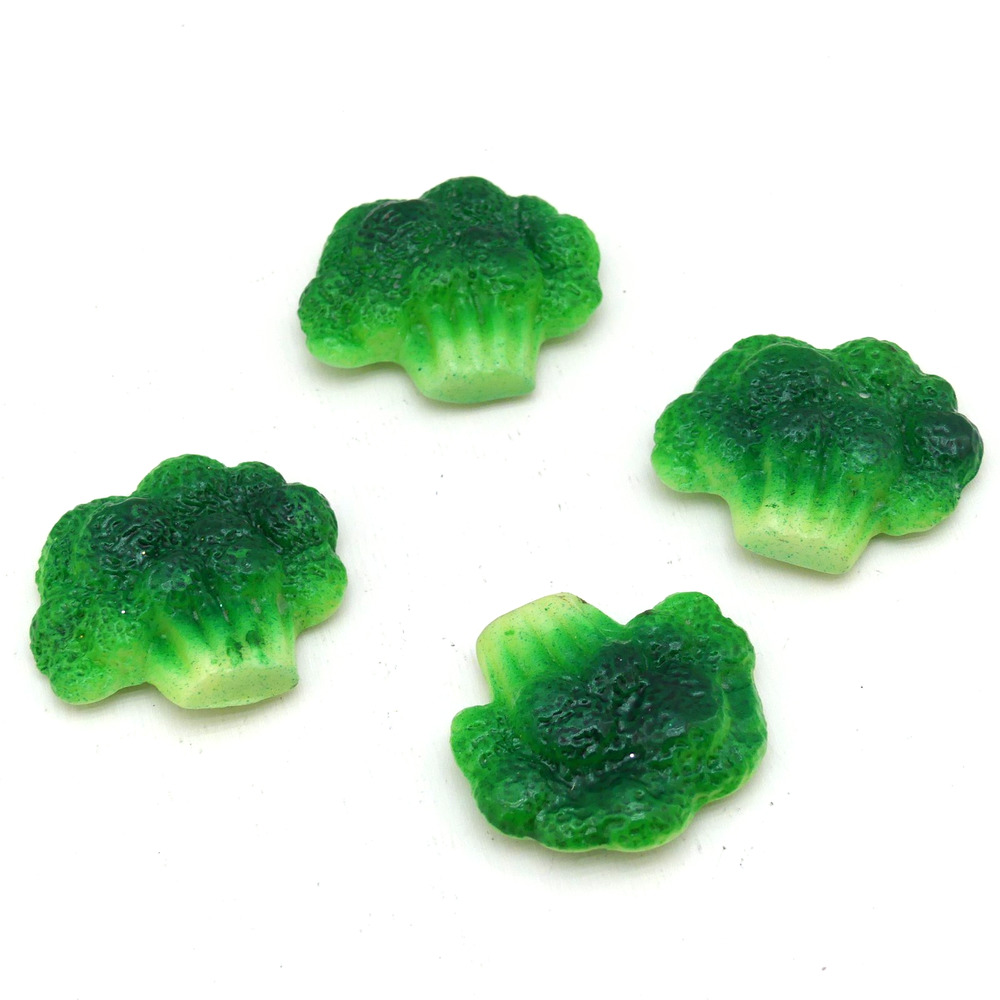Lot of 4 Broccoli Fridge Magnets Hand Painted Resin Kitchen Decor Vegetable Set